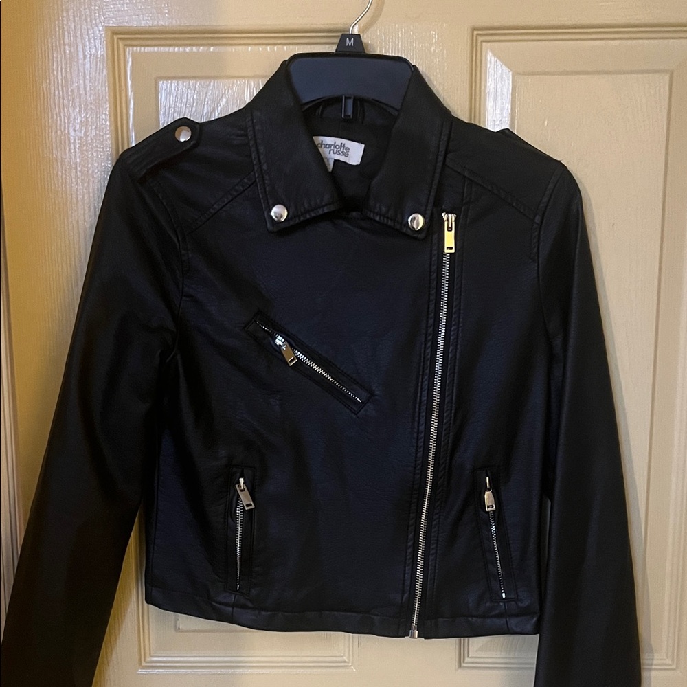 Charlotte Russe Black Faux Leather Outerwear